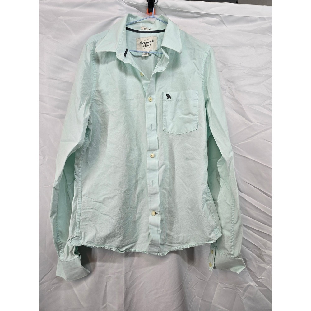 Abercrombie Fitch Mens XL Mint Green Pinstripe Button Down Shirt Casual
